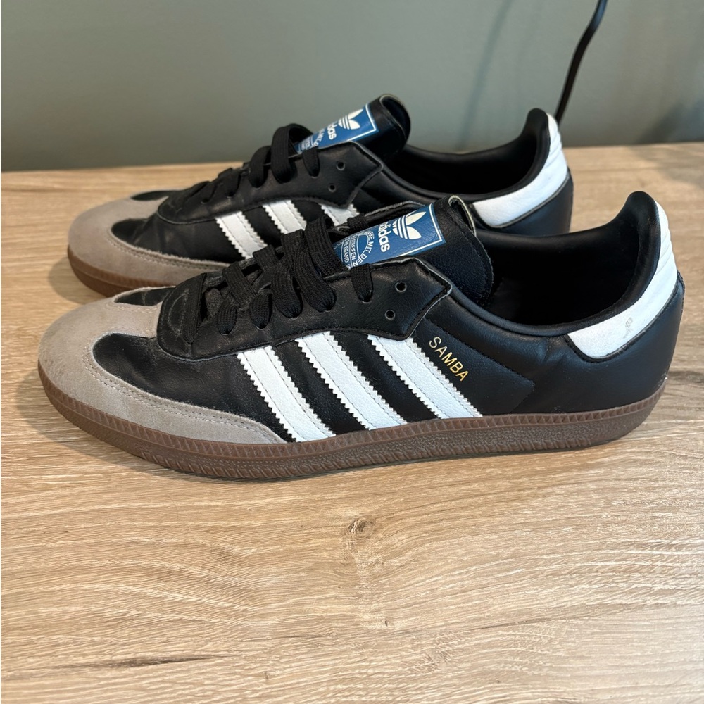 adidas Samba Originals Black White Gray Suede Sneakers